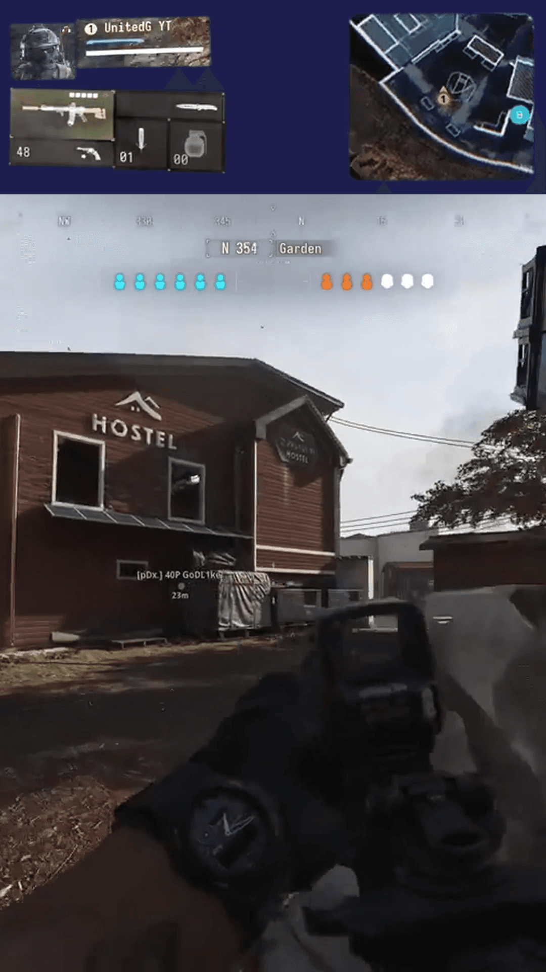 Call of Duty Modern Warfare 4 vertical Short using Gaming HUD layout showing minimap, weapon info, and player status in the top panel
